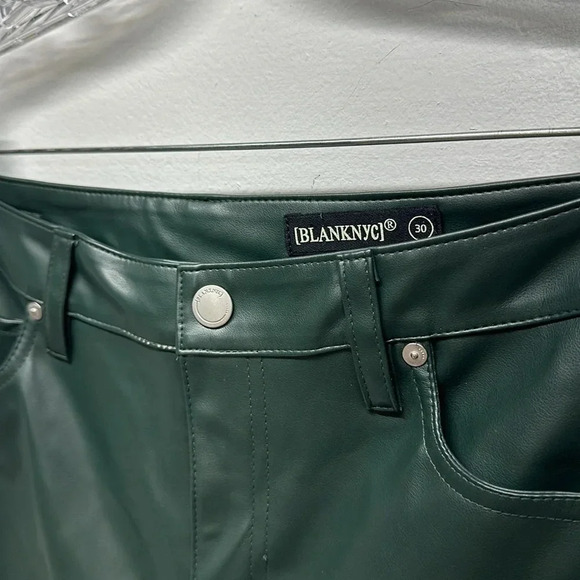 Blank NYC Pant Faux Leather Franklin Rib Cage Straight Leg Revolve Green Size 30 - Picture 4 of 10